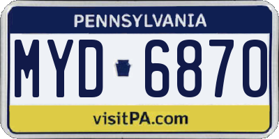 PA license plate MYD6870
