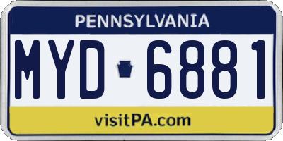 PA license plate MYD6881