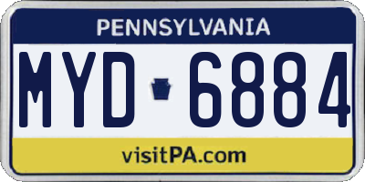 PA license plate MYD6884