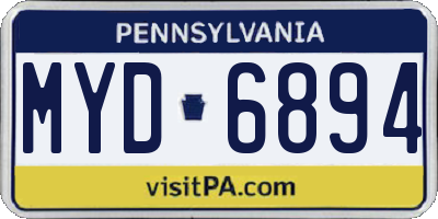 PA license plate MYD6894