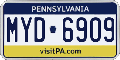 PA license plate MYD6909