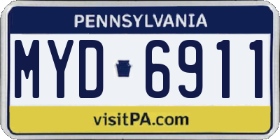 PA license plate MYD6911