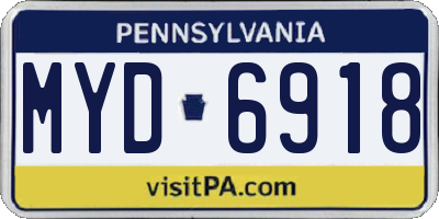 PA license plate MYD6918