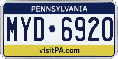 PA license plate MYD6920