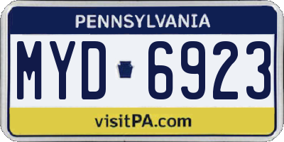 PA license plate MYD6923