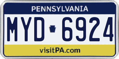 PA license plate MYD6924