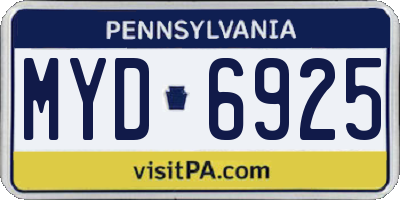 PA license plate MYD6925