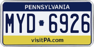 PA license plate MYD6926