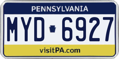 PA license plate MYD6927