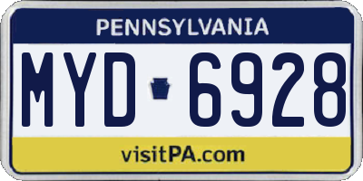 PA license plate MYD6928