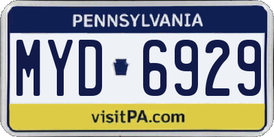 PA license plate MYD6929