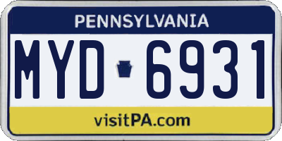 PA license plate MYD6931