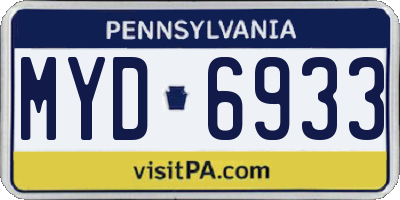 PA license plate MYD6933