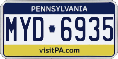 PA license plate MYD6935