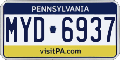 PA license plate MYD6937