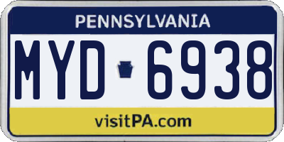 PA license plate MYD6938