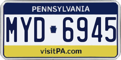 PA license plate MYD6945