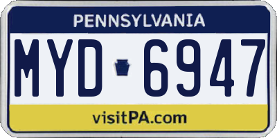 PA license plate MYD6947