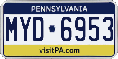 PA license plate MYD6953