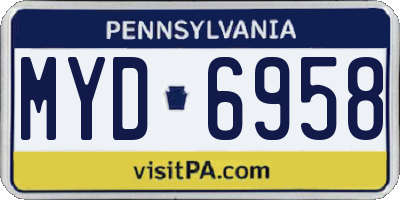 PA license plate MYD6958