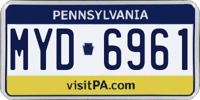 PA license plate MYD6961