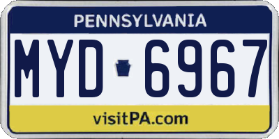 PA license plate MYD6967