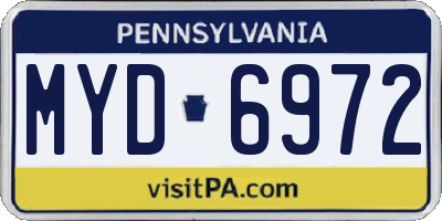 PA license plate MYD6972