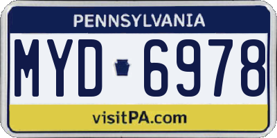 PA license plate MYD6978