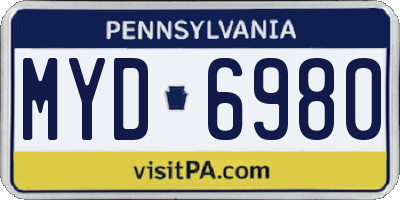PA license plate MYD6980