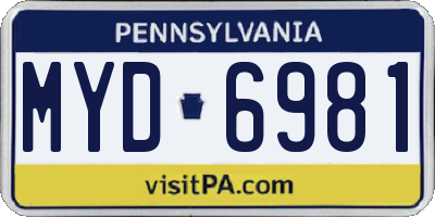 PA license plate MYD6981