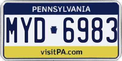 PA license plate MYD6983