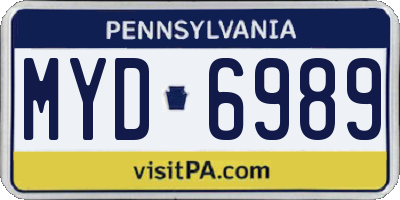 PA license plate MYD6989