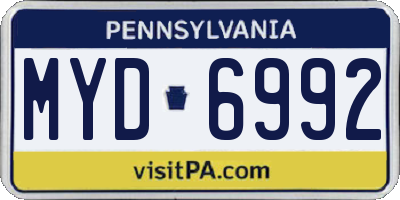 PA license plate MYD6992