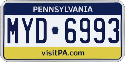 PA license plate MYD6993