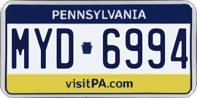 PA license plate MYD6994