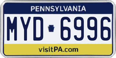 PA license plate MYD6996