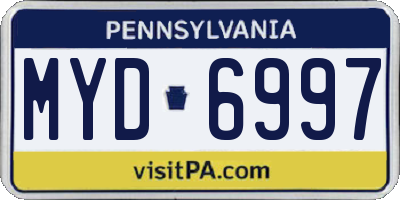 PA license plate MYD6997