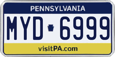 PA license plate MYD6999