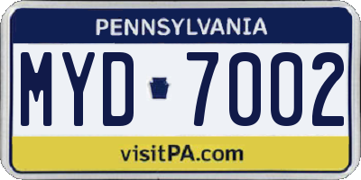 PA license plate MYD7002