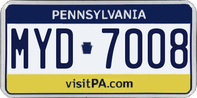 PA license plate MYD7008