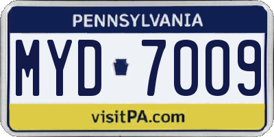 PA license plate MYD7009