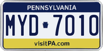 PA license plate MYD7010