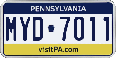 PA license plate MYD7011