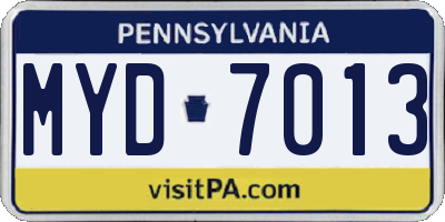PA license plate MYD7013