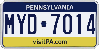 PA license plate MYD7014