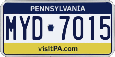 PA license plate MYD7015