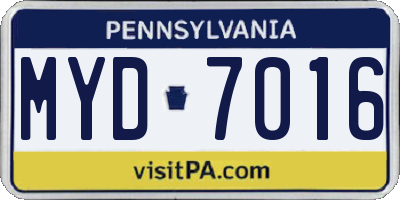 PA license plate MYD7016