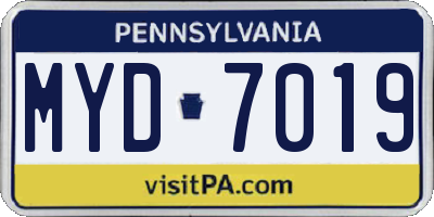 PA license plate MYD7019