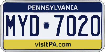 PA license plate MYD7020