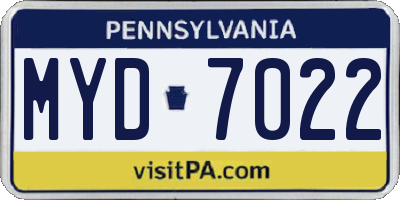 PA license plate MYD7022